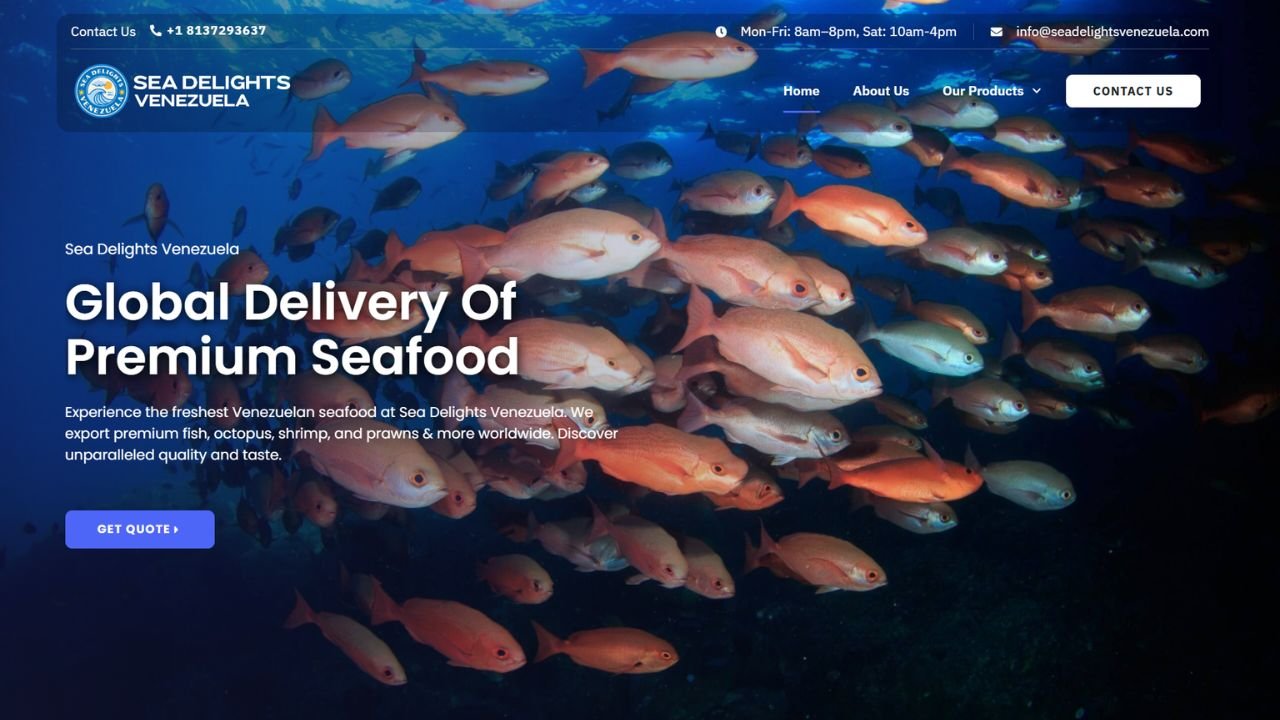 Sea Delights Venezuela seafood website by Webigency